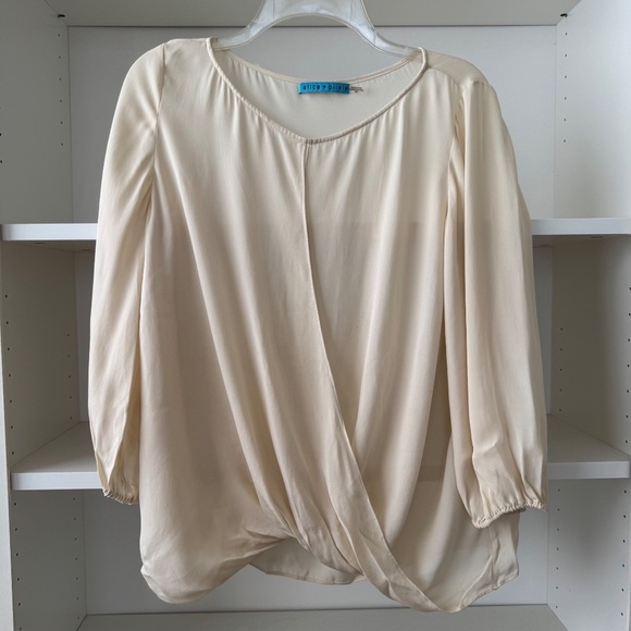 ALICE + OLIVIA BRAD DRAPED CRISSCROSS BLOUSE - Picture 3 of 8